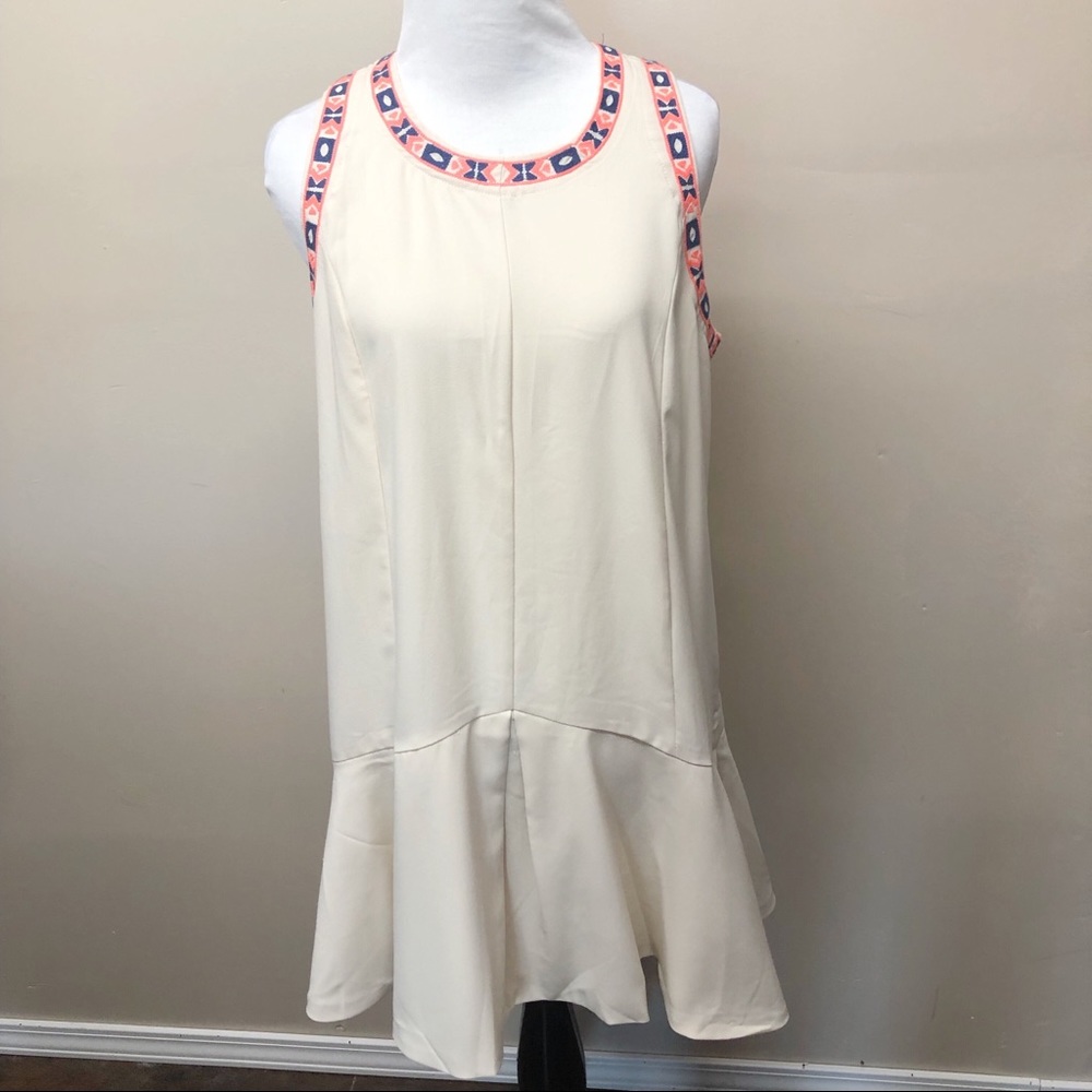 Umgee Ivory Skater Dress with Embroidered Neckline
